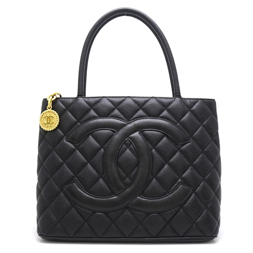 Chanel Reprint Tote Bag Caviar Skin Black Black 5