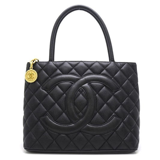 Chanel Reprint Tote Bag Caviar Skin Black Black 5