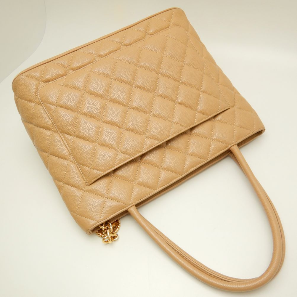 Chanel Reissue Tote Bag Caviar Skin Metal Fittings Beige Gold