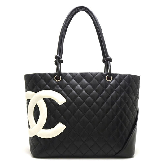Chanel Cambon Line Tote Bag Large Calf x Matelasse Black