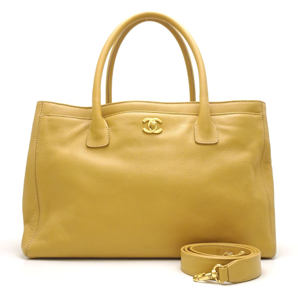 Chanel Executive Tote Bag 2way Leather Beige