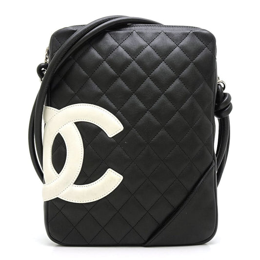 Chanel Cambon Line Shoulder Bag Diagonal Lambskin Black