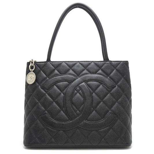 Chanel Reprint Tote Bag Caviar Skin x Metal Black Silver