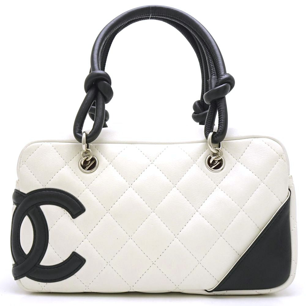 Chanel Cambon Line Bowling Bag Calf x Black White Mini Bag