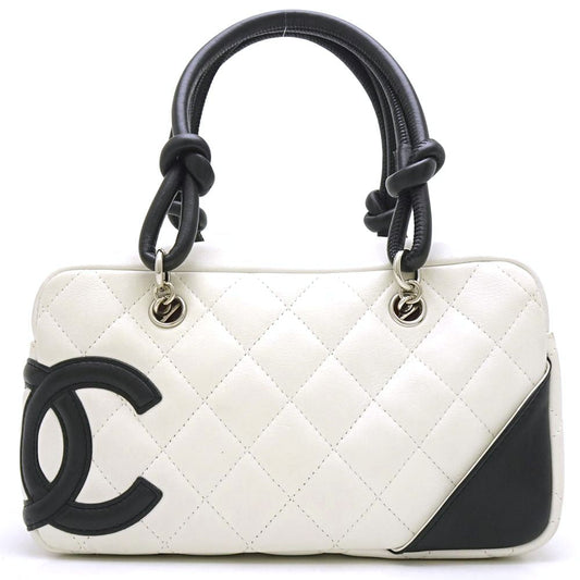 Chanel Cambon Line Bowling Bag Calf x Black White Mini Bag