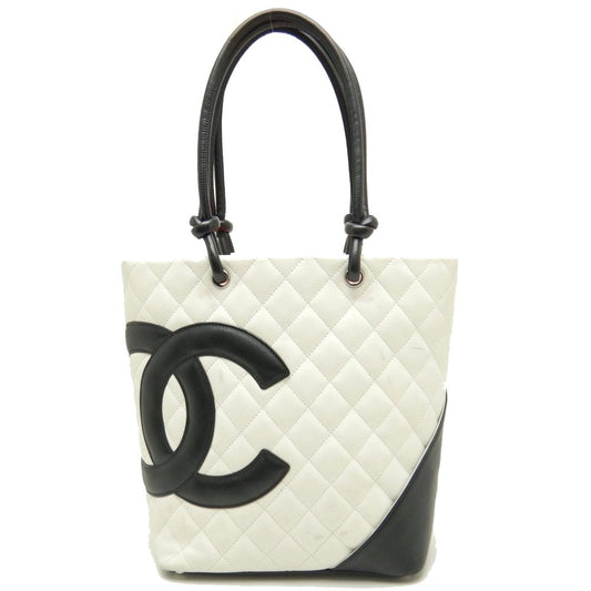 Chanel Cambon Line Tote Bag Lambskin x Black White