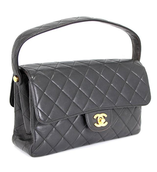 Chanel Double Face 25 Handbag Lambskin Matelasse Black