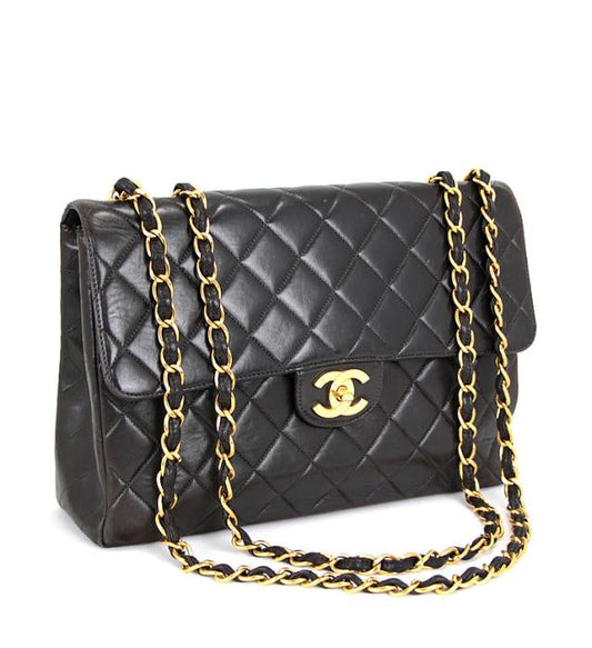 Chanel 30 Shoulder Bag Lambskin Matelasse Black