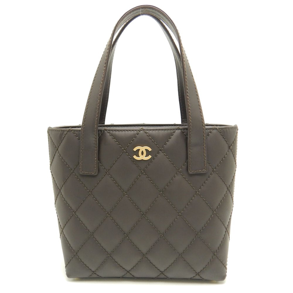 Chanel Wild Stitch Tote Bag Matte Leather Brown