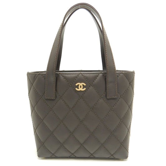 Chanel Wild Stitch Tote Bag Matte Leather Brown
