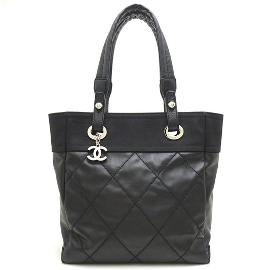 Chanel Paris Biarritz Tote PM x Leather Canvas Tote Bag