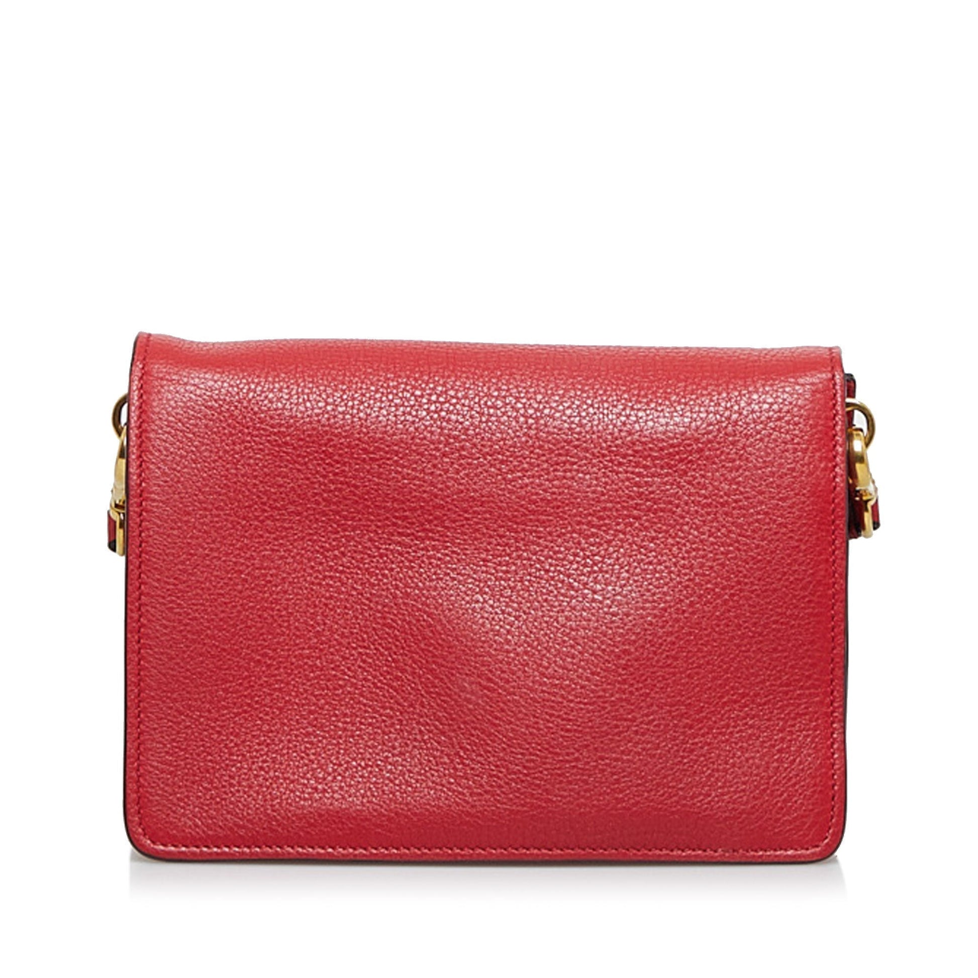 Prada Crossbody Bag Daino Vitello Red Gold