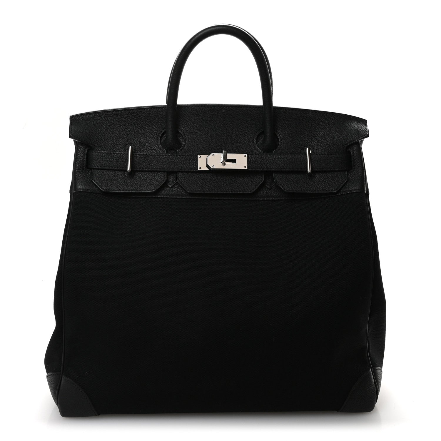 Hermes Togo Toile Hac Travel Birkin Travel Bag Black