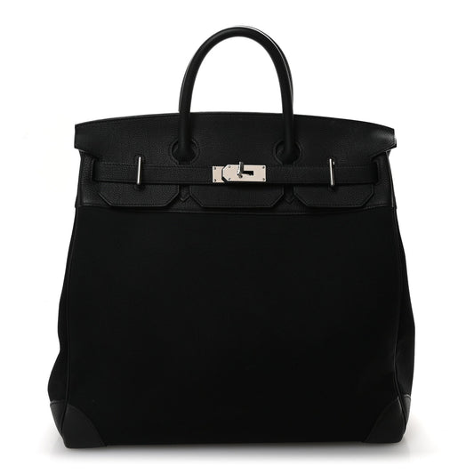 Hermes Togo Toile Hac Travel Birkin Travel Bag Black