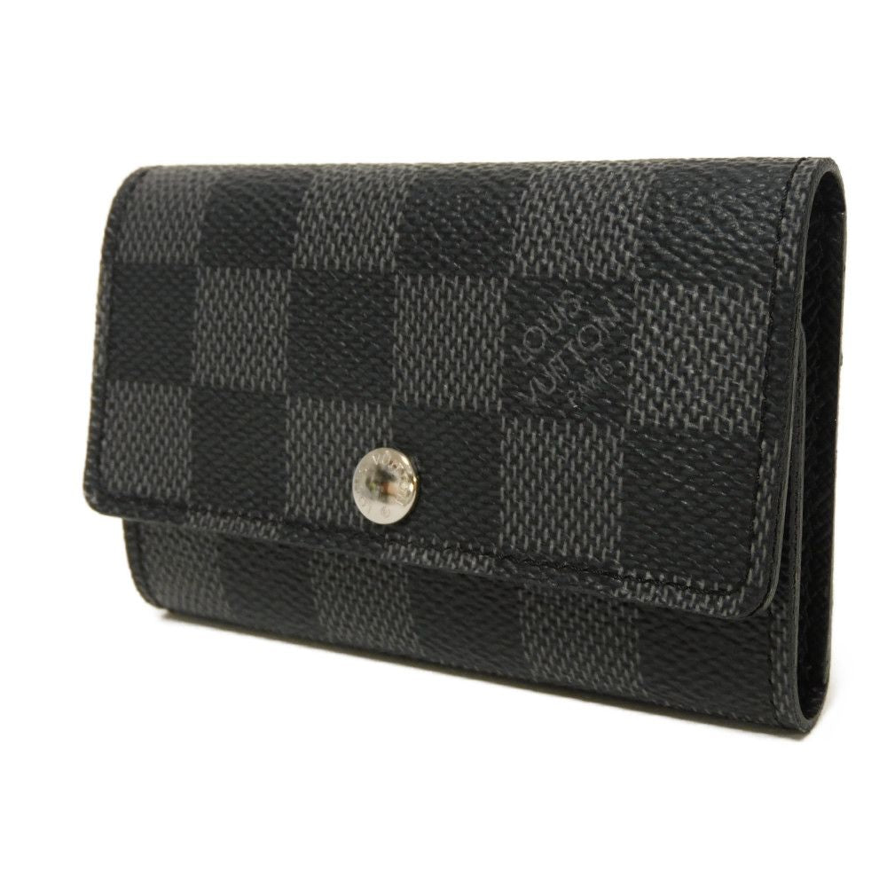 Louis Vuitton Key holder N62662 Damier Leather Canvas Black Grey Key Chain