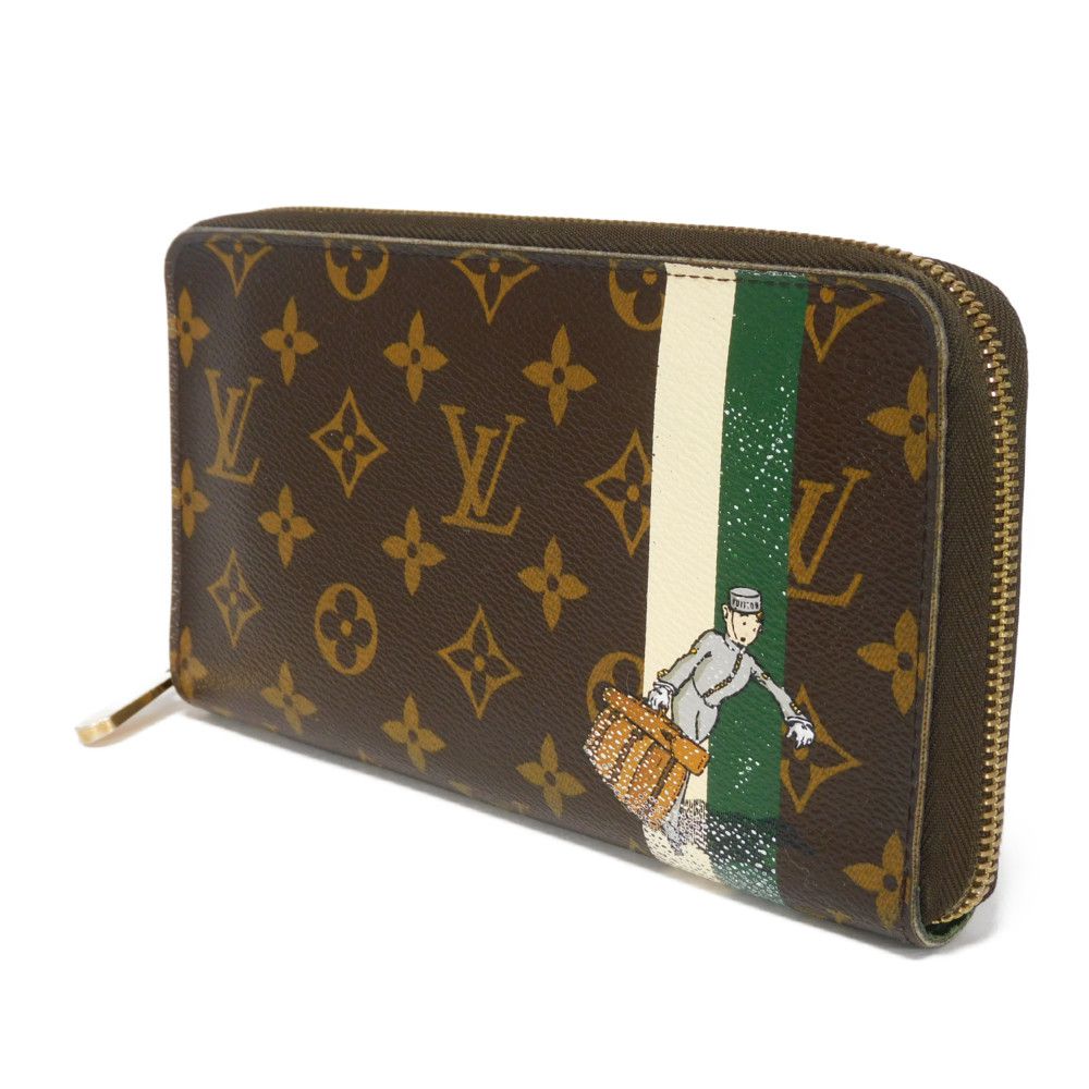 Louis Vuitton Long Purse M60035 bellboy print Monogram Leather Canvas Green Wallet Case