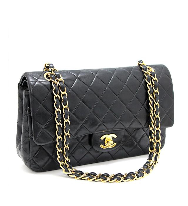 Chanel 25 Shoulder Bag W Flap Lamb Matelasse Black