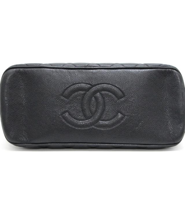 Chanel Shoulder Hand Bag Caviar Skin Matelasse Black Shoulder Bag