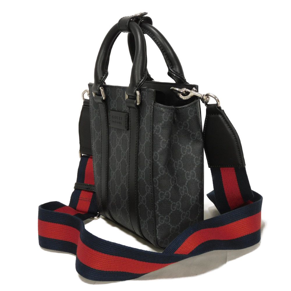 Gucci GG Supreme polyurethane processing x Leather Canvas Calfskin Black Tote Bag