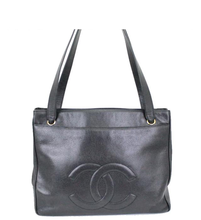 Chanel Shoulder Tote Bag Coco Mark Caviar Black Shoulder Bag