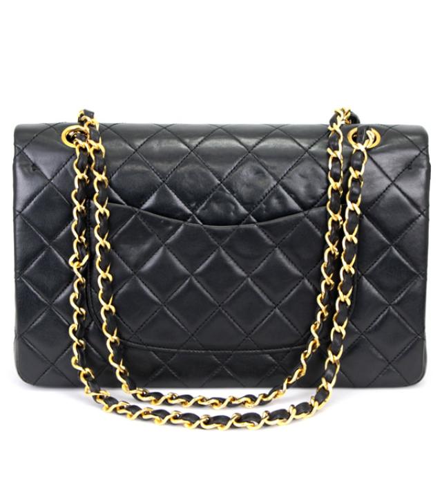 Chanel 25 Shoulder Bag W Flap Lamb Matelasse Black Black 1