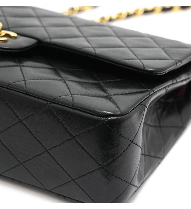 Chanel 25 Shoulder Bag W Flap Lamb Matelasse Black Black 1