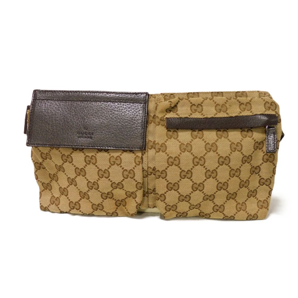 Gucci Sling GG x beige Logo Leather Canvas Nylon Calf Handbag