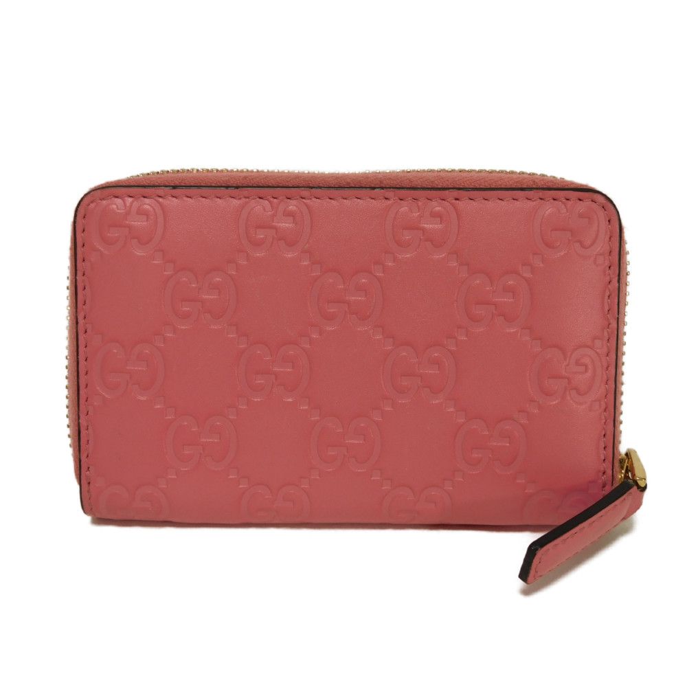 Gucci Coin case GG striped Double Leather Pink Handbag