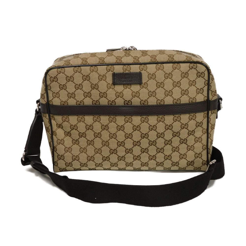 Gucci KY9KN GG x Logo embossing Leather Canvas Calf Beige Shoulder Bag