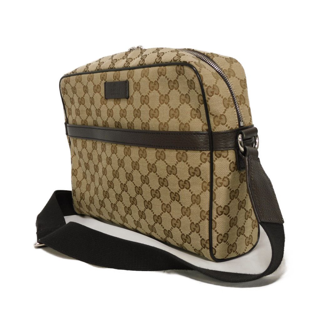 Gucci KY9KN GG x Logo embossing Leather Canvas Calf Beige Shoulder Bag