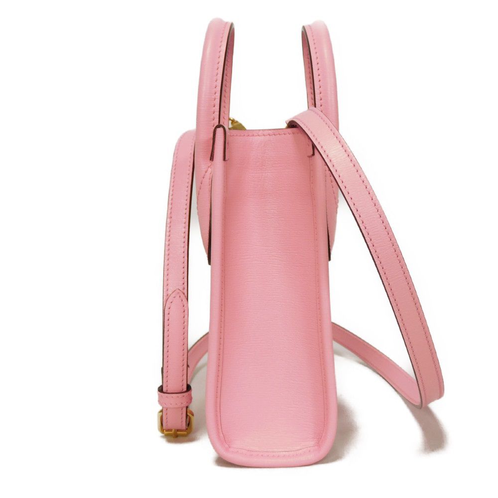 Gucci U22AG Textured Light Banana Bolt Leather Pink Mini Logo Crossbody Bag