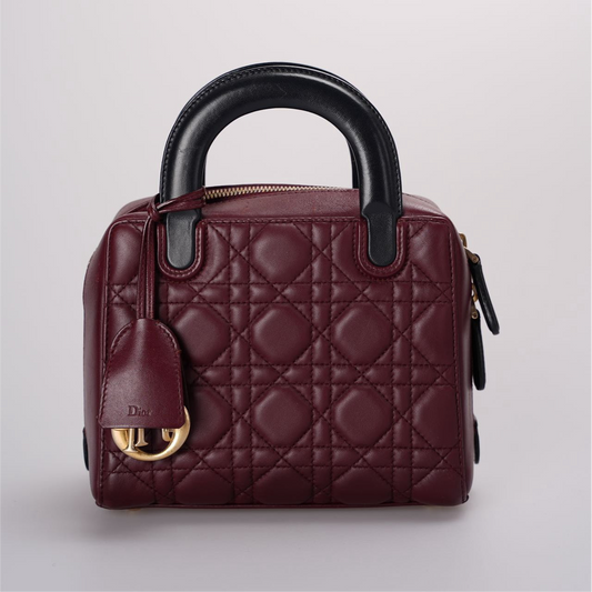 Dior Tote Bag Christian Burgundy Cannage Lily Lambskin