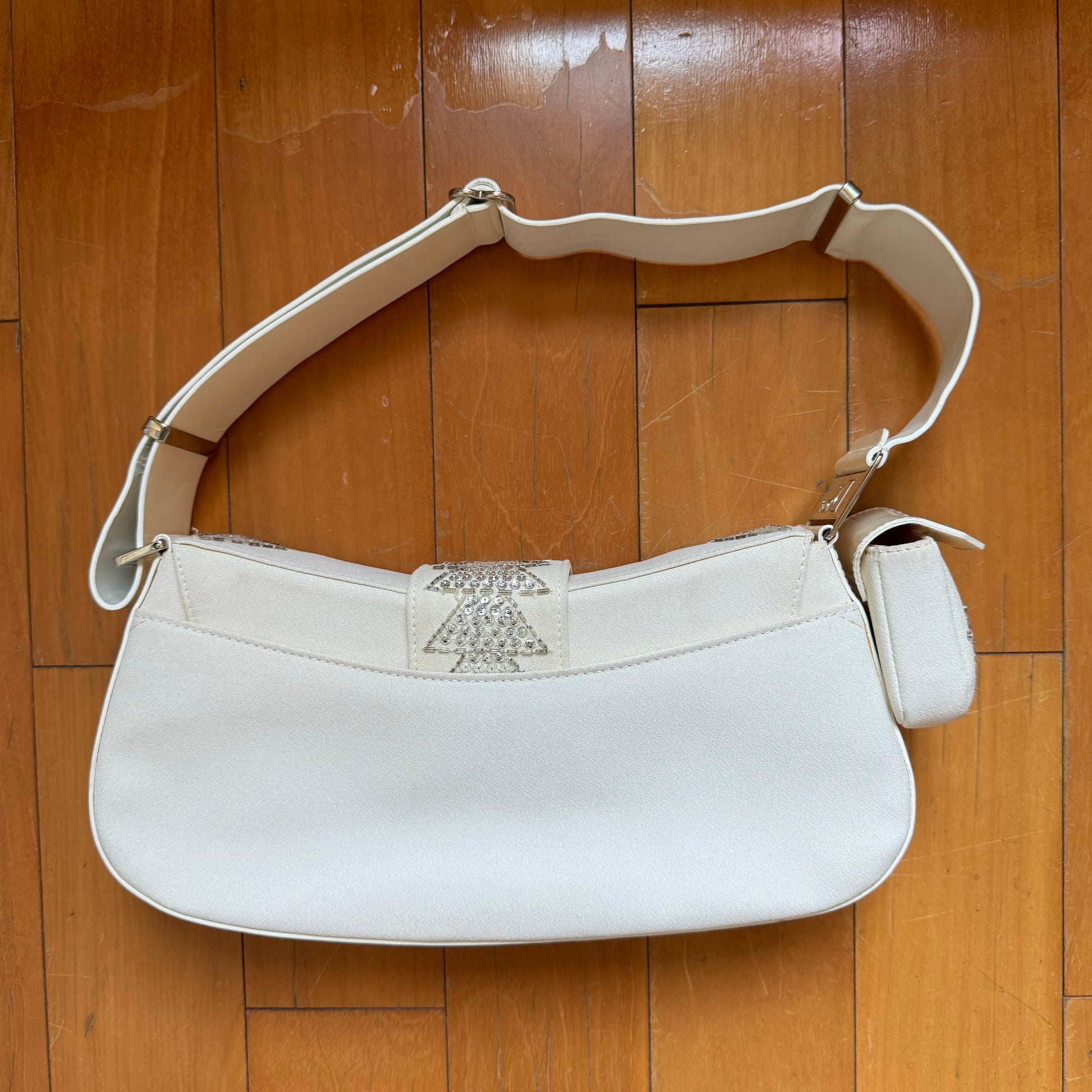 Dior Limited Edition Rare Columnbus Strict Chic Rhinestones White Travel Bag