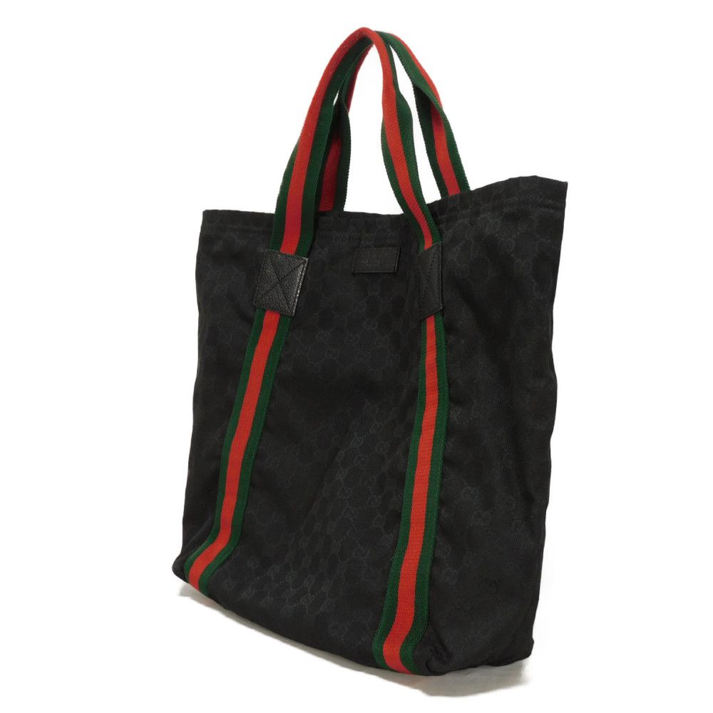Gucci GG x embossed Logo embossing Leather Canvas Calf Black Tote Bag