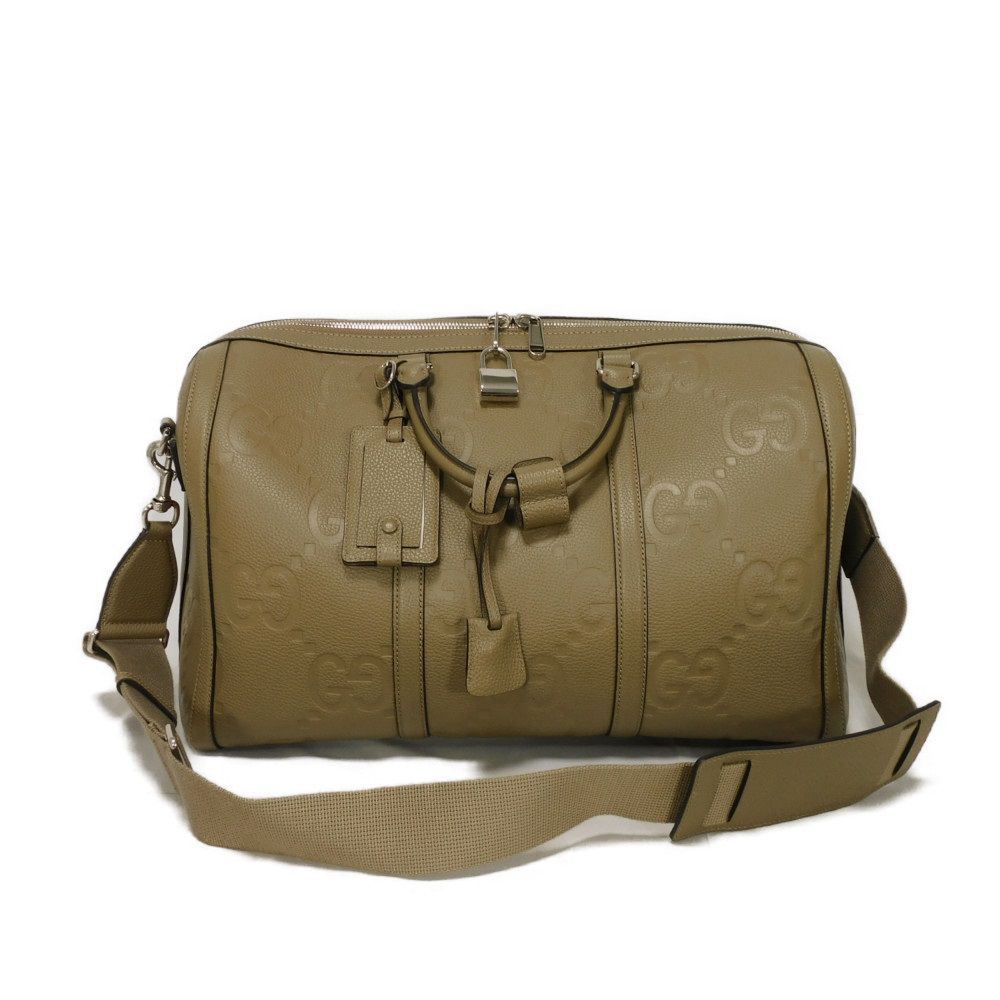 Gucci Boston Duffel BY7 Jumbo GG Leather Beige Medium Travel Bag