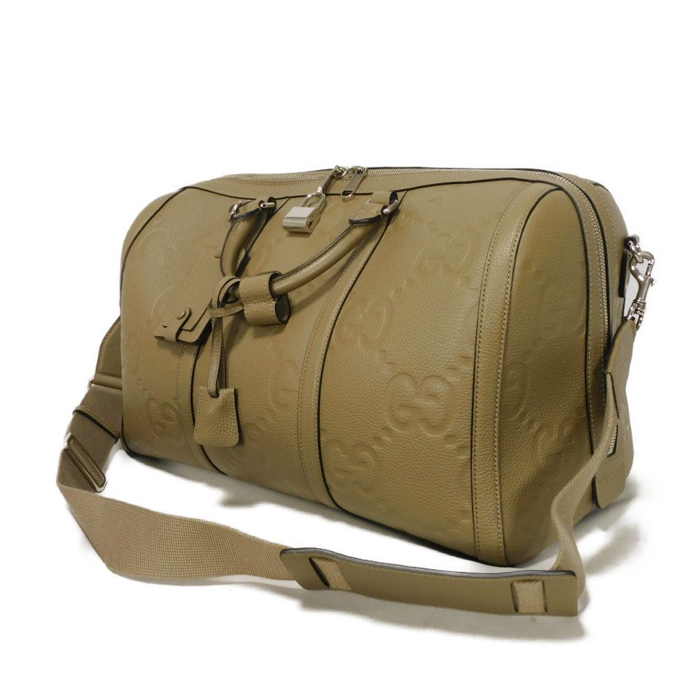 Gucci Boston Duffel BY7 Jumbo GG Leather Beige Medium Travel Bag