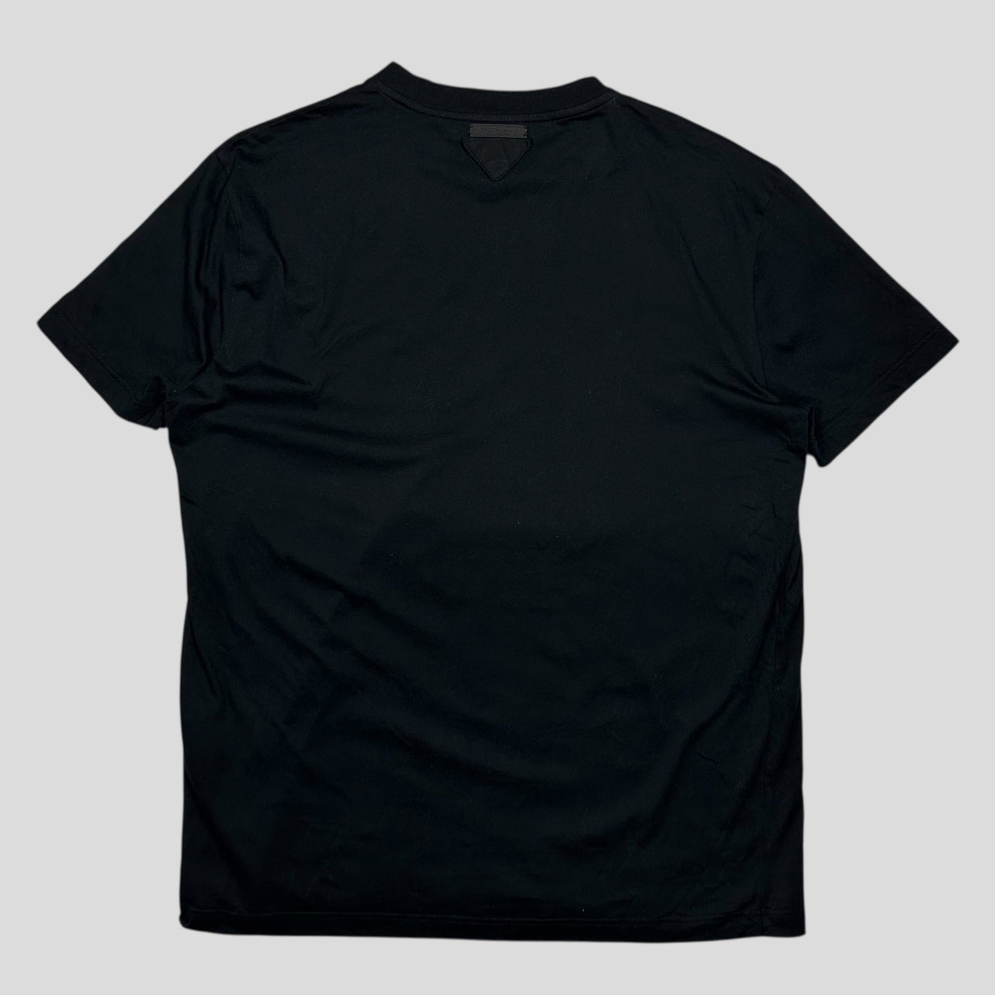 Prada Handbag Milano Triangle Cotton Fitted T-shirt - XXL Black Logo