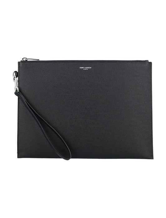 YSL Saint Laurent Saint Laurent Trending Men Zip Tablet Pouch Black Travel Bag