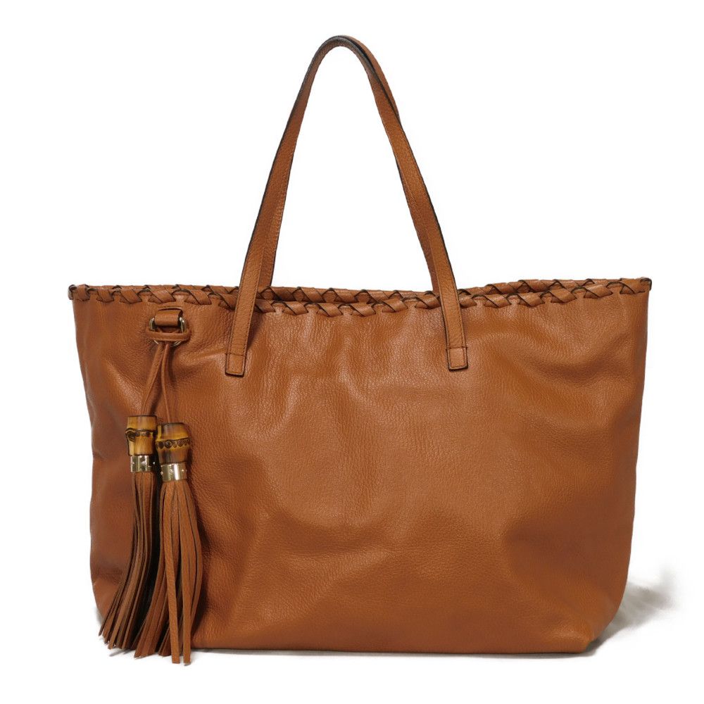 Gucci Bamboo Tassel Calf Tote Bag Leather