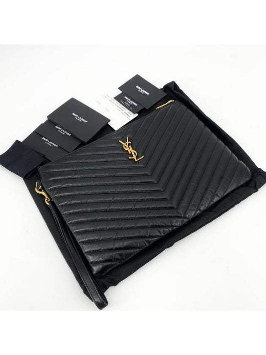 YSL Saint Laurent Saint Laurent Trending Matelass Clutch New Monogram Gold Clutch Bag