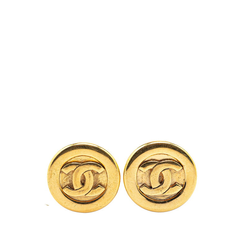 Gold Plated Coco Mark Earrings Jewelry Metal Detail