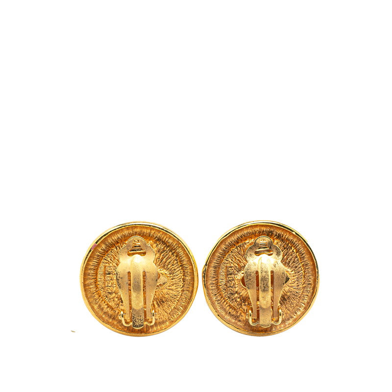 Gold Plated Coco Mark Earrings Jewelry Metal Detail
