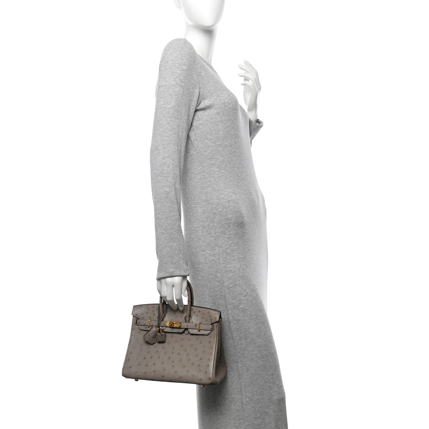 Hermes Ostrich Birkin Gris Tourterelle Handbag Travel Bag