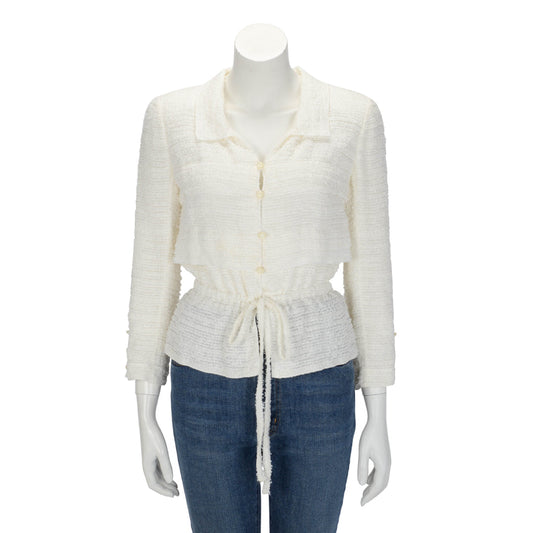 Chanel Ecru Fantasy Tweed Drawstring Jacket FR 40