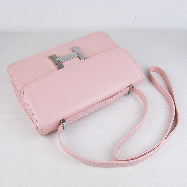 Hermes Luxury Calf Message Bag H Leather Pink Travel Bag