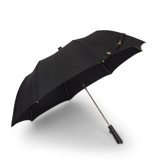 Chanel Black Nylon & Lambskin CC Turnlock Umbrella + Case Accessory