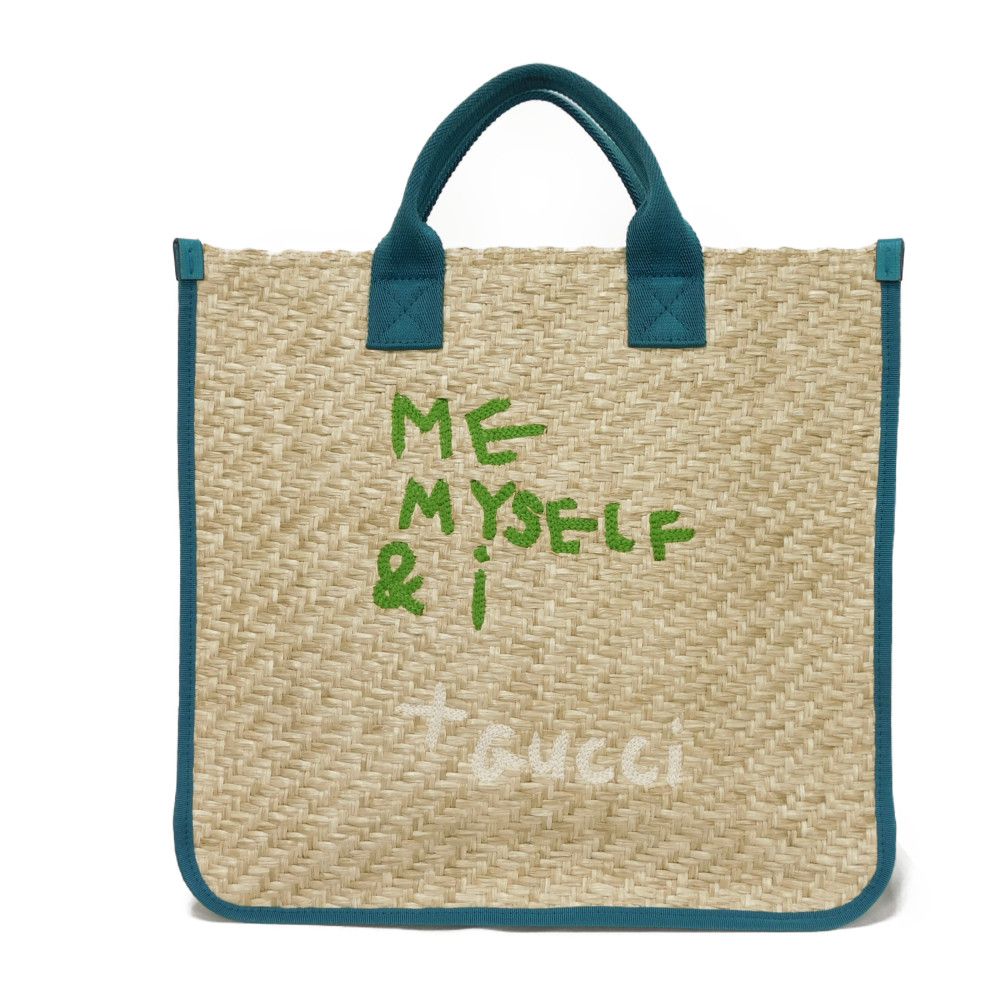 Gucci Me Myself Straw Tote Bag