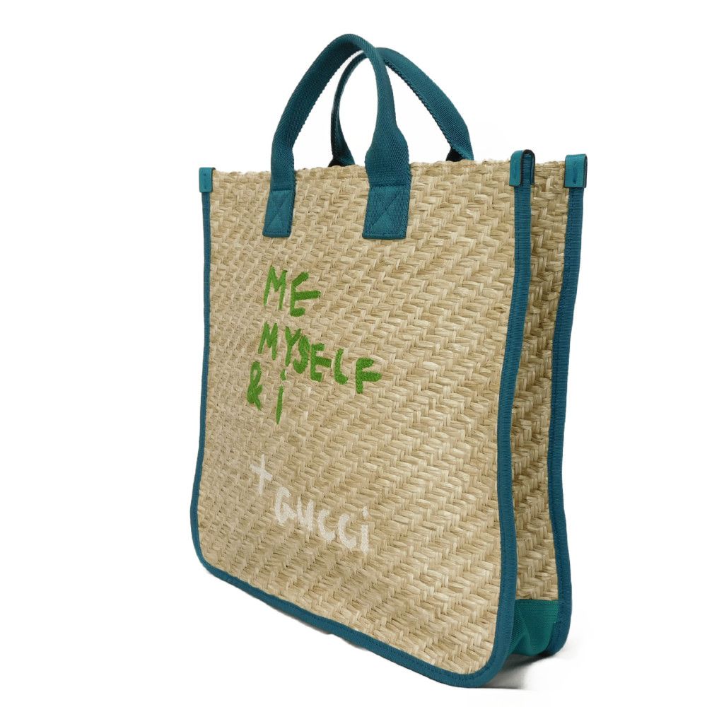 Gucci Me Myself Straw Tote Bag