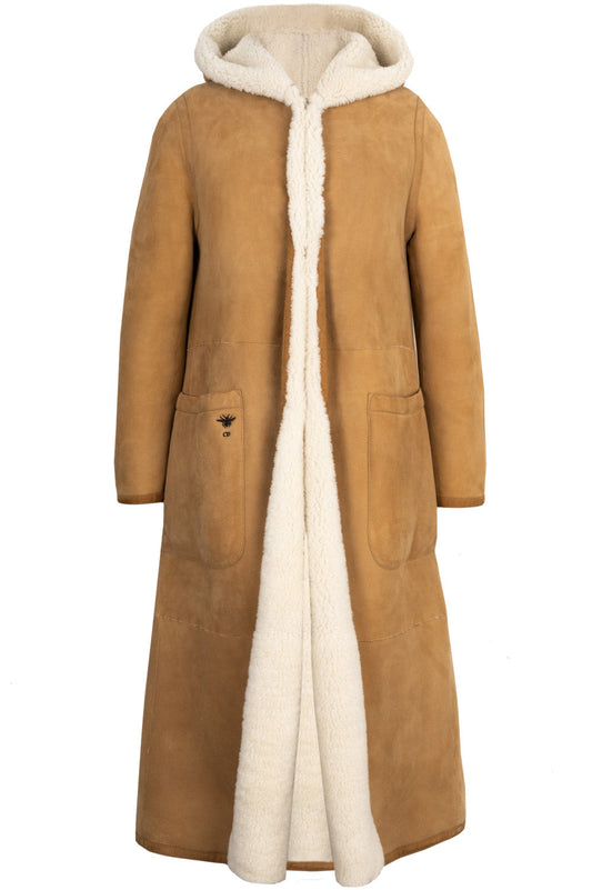 Dior Reversible Shearling Coat & White Beige Handbag
