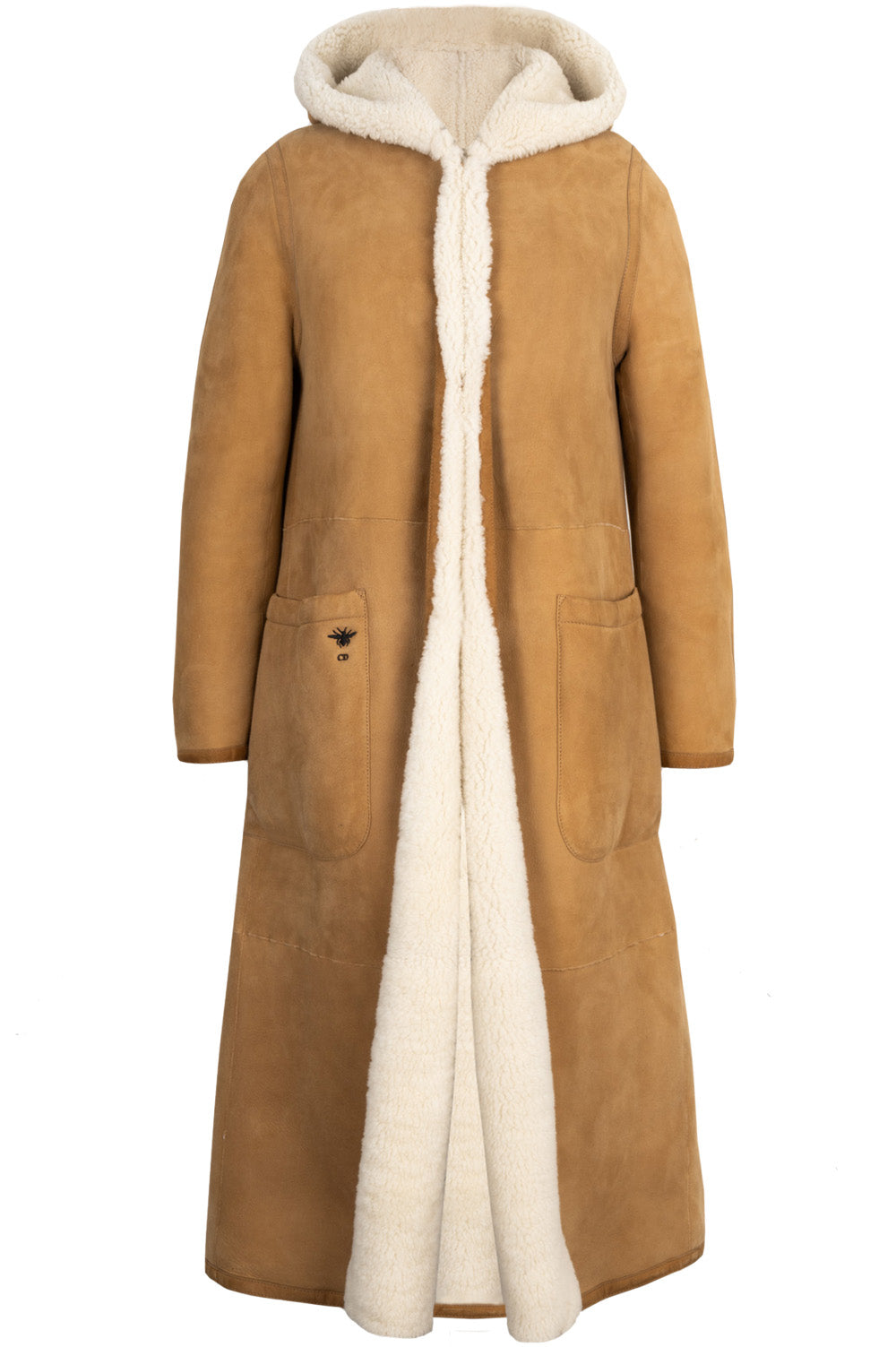 Dior Reversible Shearling Coat & White Beige Handbag